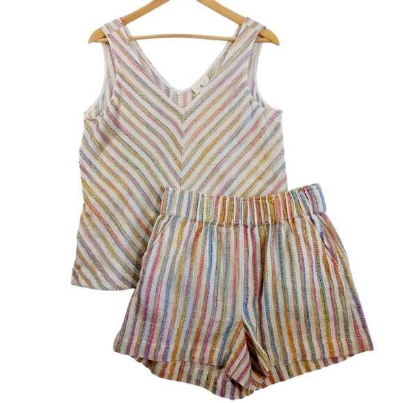 Lou & Gray Pants - Lou & Grey, Rainbow Stripe Shorts & Top, Selling As a Set, Summer, Med., Beachy
